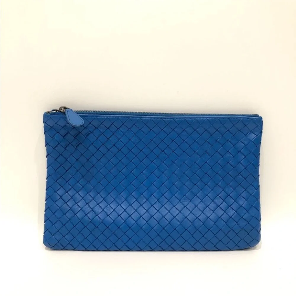 Bottega Veneta Blue Leather Zippy Pouch - Picture 2 of 14